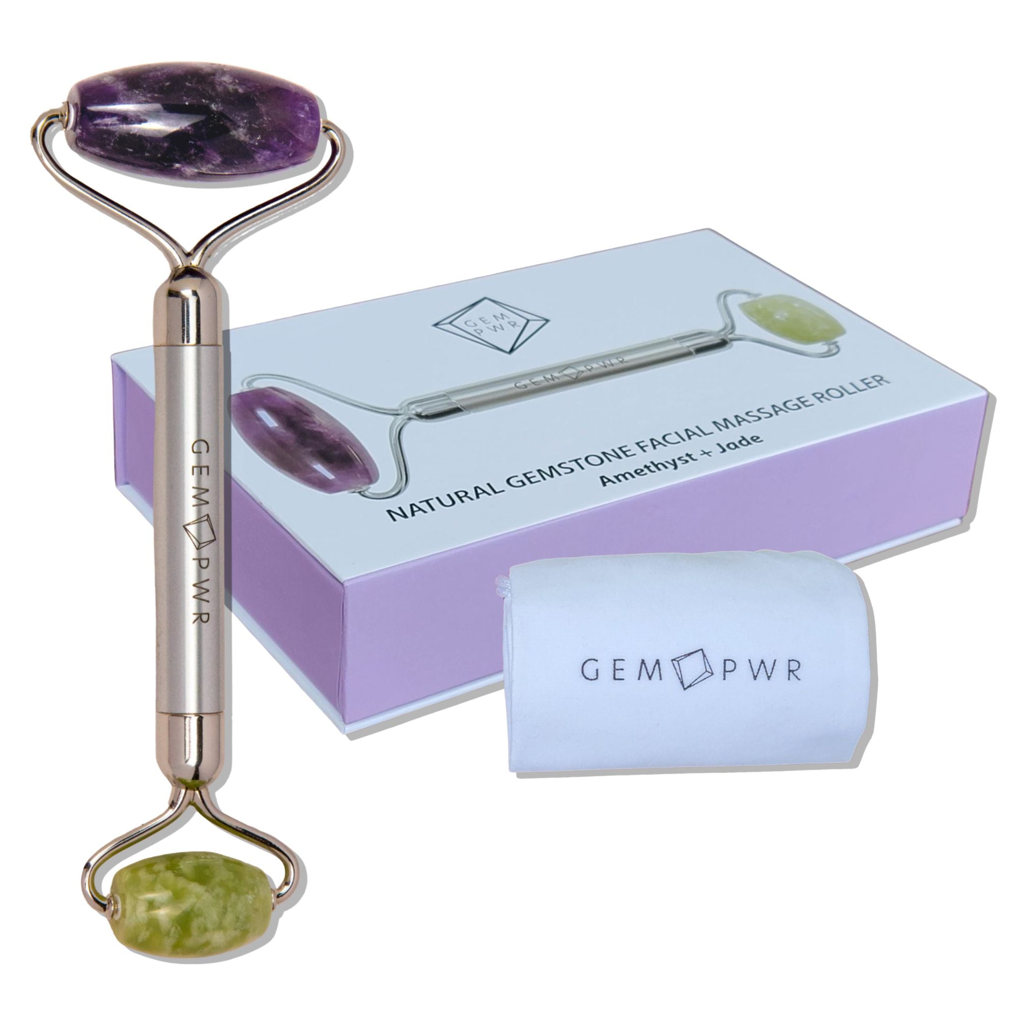 GEM PWR Amethyst + Jade Roller and PUREST Magnesium Oil Bundle