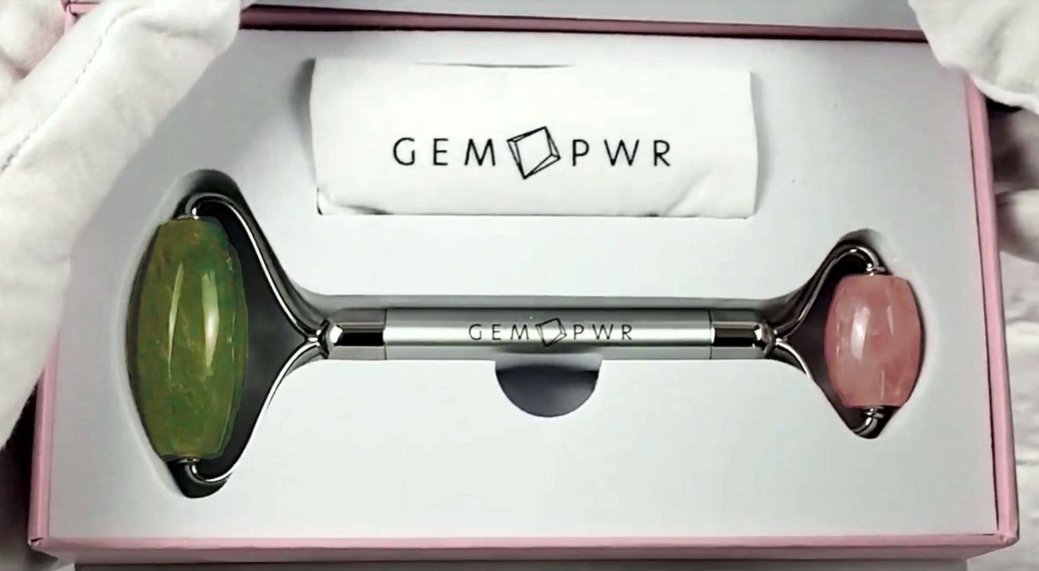 GEM PWR Jade + Rose Quartz Face Roller