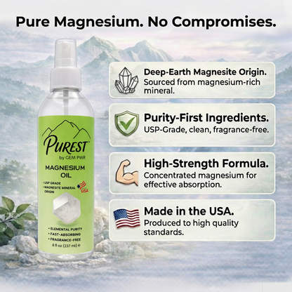 PUREST Magnesium Oil Spray, USP Grade, Topical Magnesium for Body &amp; Feet, Made in USA, 4 fl oz