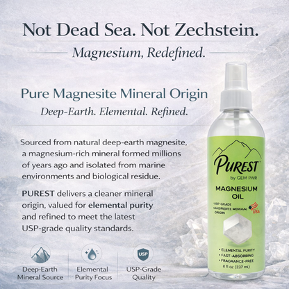 PUREST Magnesium Oil Spray, USP Grade, Topical Magnesium for Body &amp; Feet, Made in USA, 4 fl oz