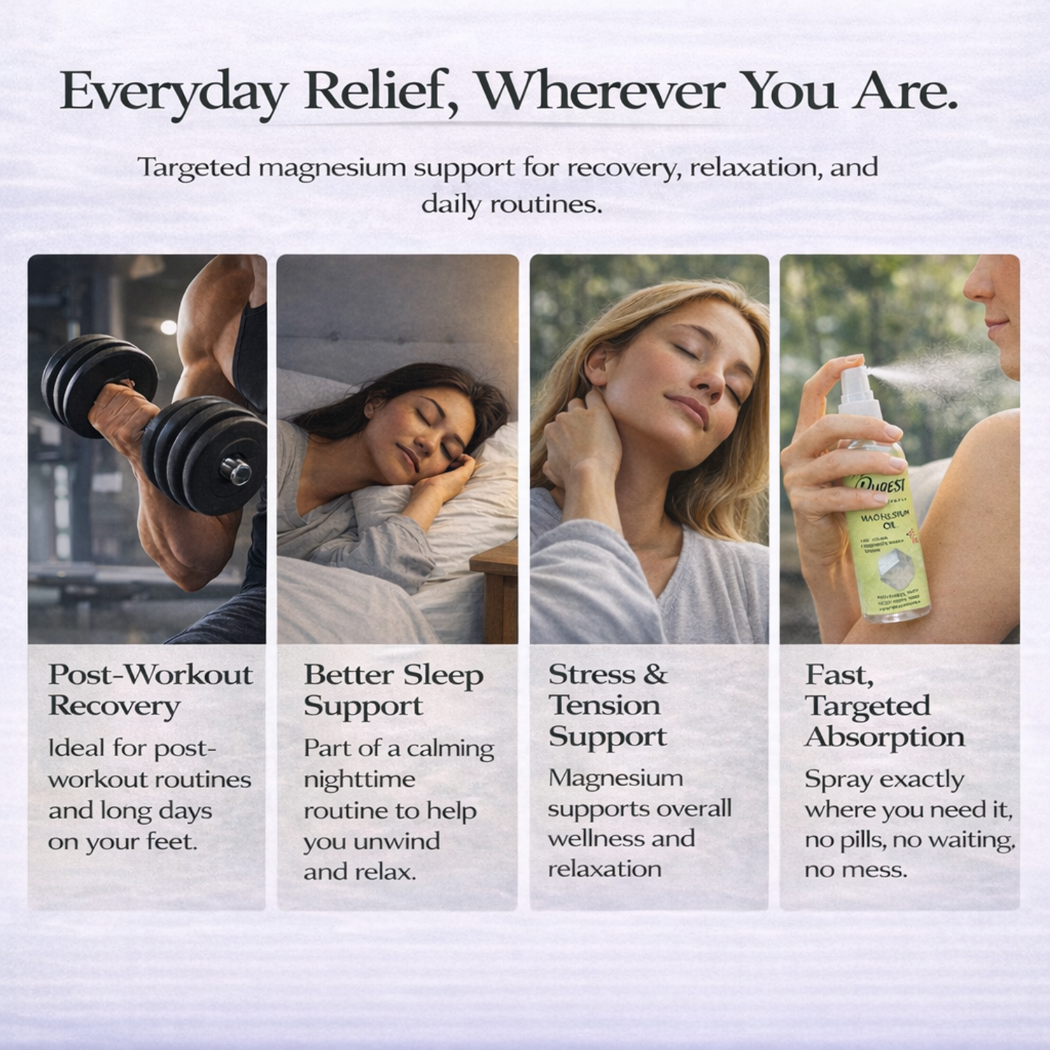PUREST Magnesium Oil Spray, USP Grade, Topical Magnesium for Body &amp; Feet, Made in USA, 4 fl oz