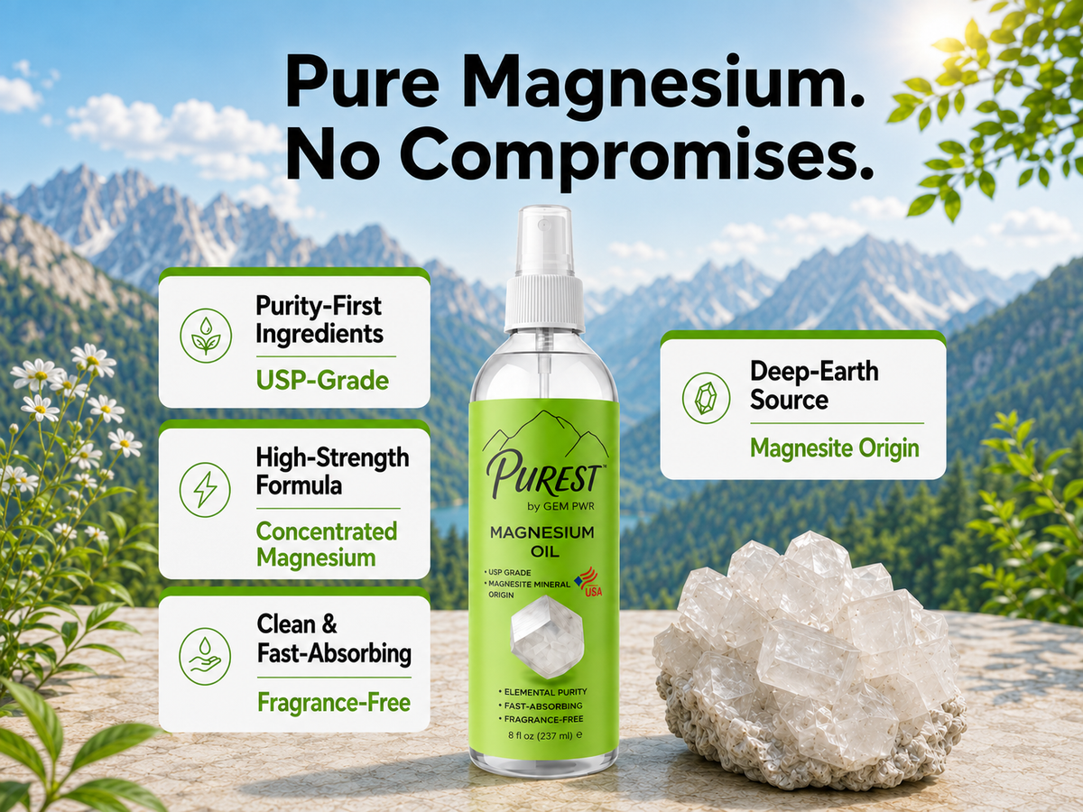 PUREST Magnesium Oil Spray, USP Grade, Topical Magnesium for Body & Feet, Made in USA, 4 fl oz - slide 1