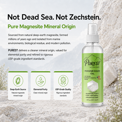 PUREST Magnesium Oil Spray, USP Grade, Topical Magnesium for Body &amp; Feet, Made in USA, 8 fl oz