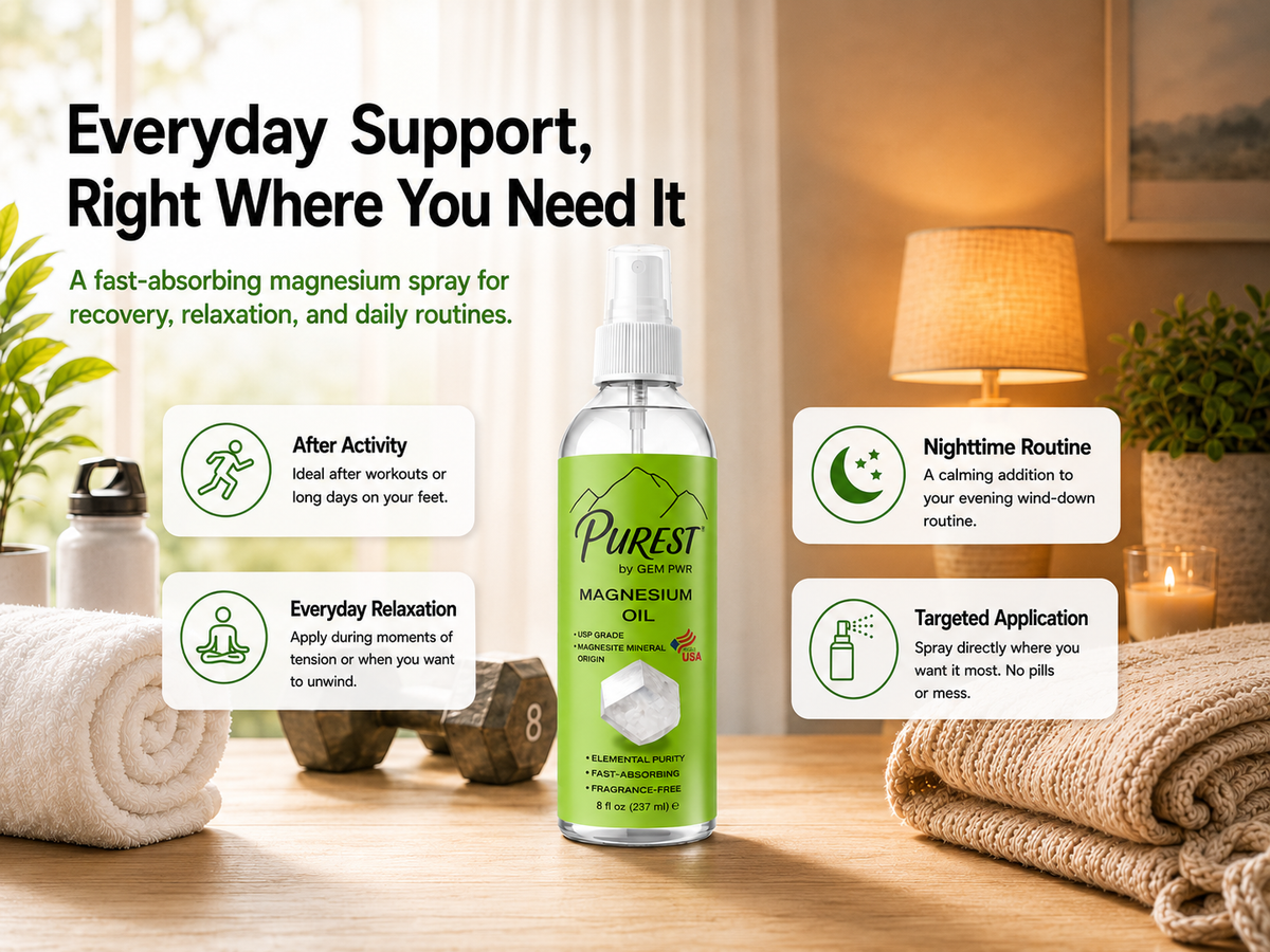 PUREST Magnesium Oil Spray, USP Grade, Topical Magnesium for Body & Feet, Made in USA, 4 fl oz - slide 3