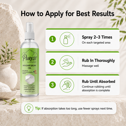 PUREST Magnesium Oil Spray, USP Grade, Topical Magnesium for Body &amp; Feet, Made in USA, 8 fl oz